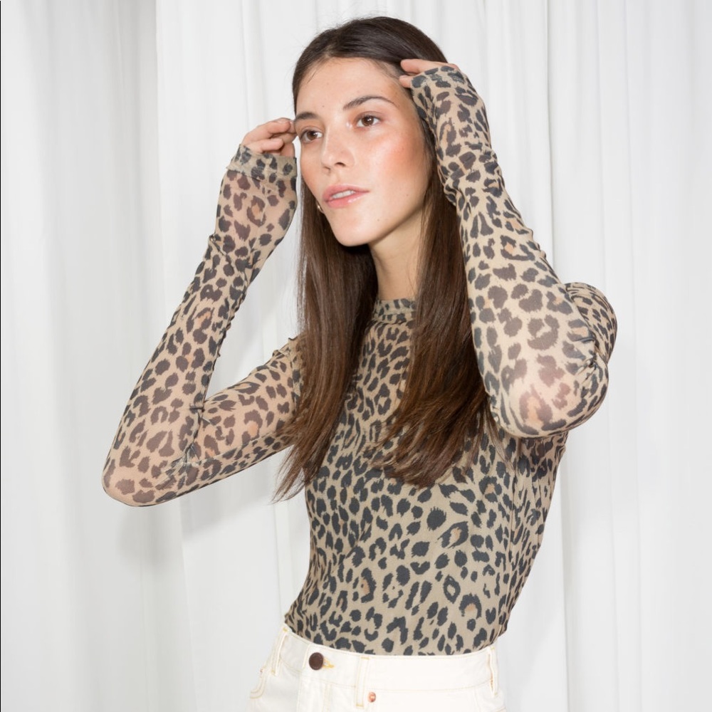 & Other Stories Leopard Print Sheer Top